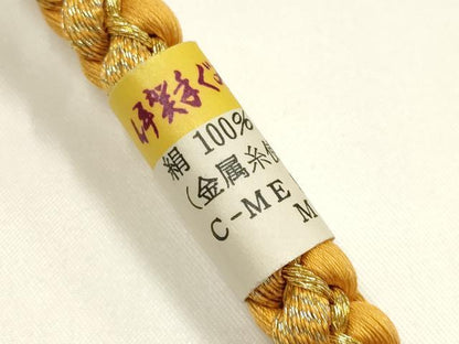 平和屋着物▼和装小物　上質な帯締め　丸組　伊賀組紐　金糸　暈し　正絹　逸品　未使用　AABI6749ay