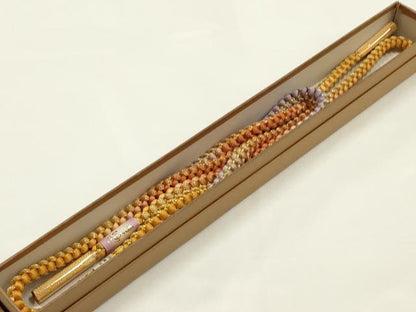 平和屋着物▼和装小物　上質な帯締め　丸組　伊賀組紐　金糸　暈し　正絹　逸品　未使用　AABI6749ay