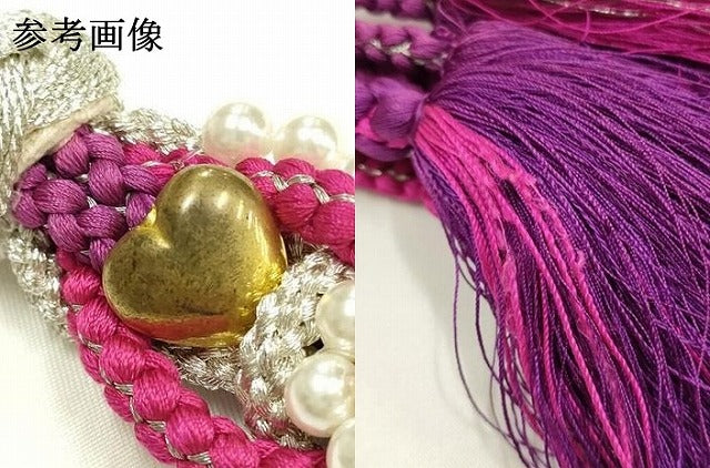 平和屋着物●和装小物　振袖用帯締め　装飾　ラインストーン　パール　ビーズ　銀糸　逸品　AABI6757ay
