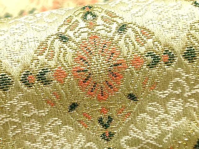 平和屋着物▼西陣 川島織物謹製 和装小物 卓布2点 テーブルセンター 花格子 金糸 共箱付き 逸品 AABI6778ay
