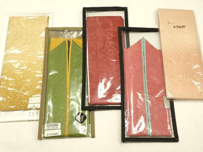 平和屋着物▼和装小物　重ね衿まとめて5点　華美裳　リバーシブル　金糸　金通し地　金銀彩　暈し染め　逸品　未使用品あり　AABI6788ay