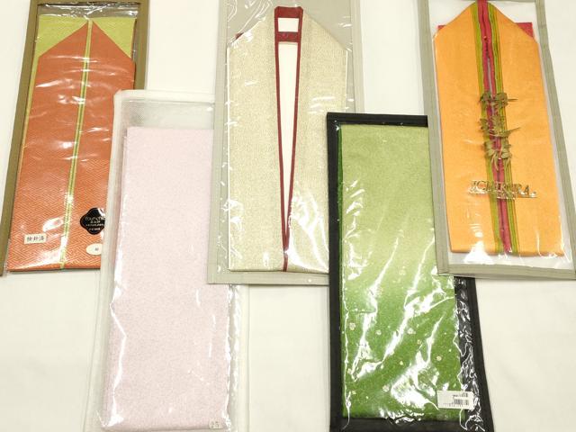 平和屋着物▼和装小物　重ね衿まとめて5点　箔散らし　リバーシブル　金通し地　金銀彩　暈し染め　逸品　未使用品あり　AABI6791ay