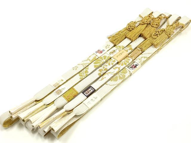 平和屋着物●和装小物　上質な帯締め5本セット　礼装用　高麗組 綾出し　金糸　亀房付き　証紙付き　逸品　未使用　AABI6794ay
