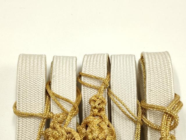 平和屋着物●和装小物　上質な帯締め5本セット　礼装用　高麗組 綾出し　金糸　亀房付き　証紙付き　逸品　未使用　AABI6794ay