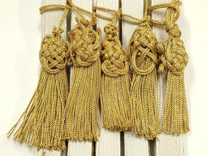 平和屋着物●和装小物　上質な帯締め5本セット　礼装用　高麗組 綾出し　金糸　亀房付き　証紙付き　逸品　未使用　AABI6794ay