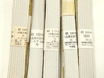平和屋着物●和装小物　上質な帯締め5本セット　礼装用　高麗組 綾出し　金糸　亀房付き　証紙付き　逸品　未使用　AABI6794ay