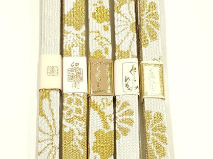 平和屋着物●和装小物　上質な帯締め5本セット　礼装用　高麗組 綾出し　金糸　亀房付き　証紙付き　逸品　未使用　AABI6797ay