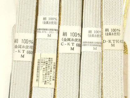 平和屋着物●和装小物　上質な帯締め5本セット　礼装用　高麗組 綾出し　金糸　亀房付き　証紙付き　逸品　未使用　AABI6797ay
