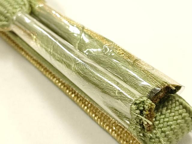 平和屋本店●和装小物　帯締め・帯揚げセット　高麗組 綾出し　金糸　暈し染め　正絹　逸品　未使用　AABI6800ay