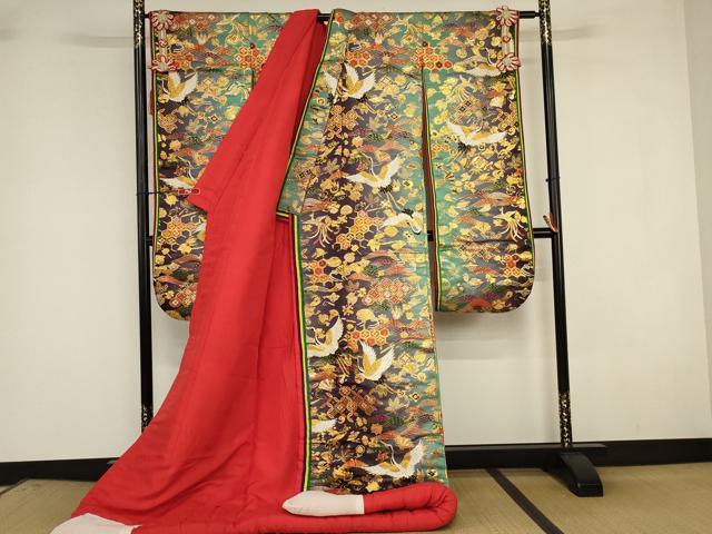 平和屋本店●色打掛　和装　婚礼　花嫁　結婚式　神社挙式　唐織　花鳥文　金糸　十二単風　逸品　AABI6812ou