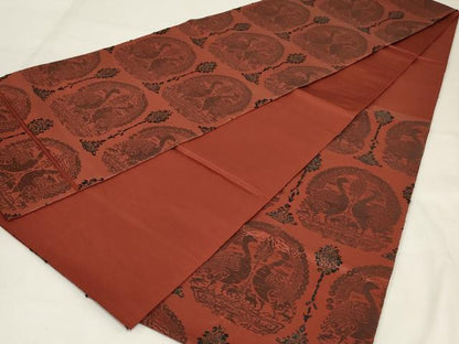 平和屋着物◎六通柄袋帯 向かい鳥鳳凰文 正絹 逸品 AABI6821ou