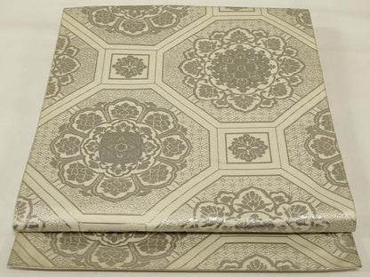 平和屋着物◎六通柄 本袋帯 蜀江花文 プラチナ箔二重箔 正絹 逸品 AABI6824ou