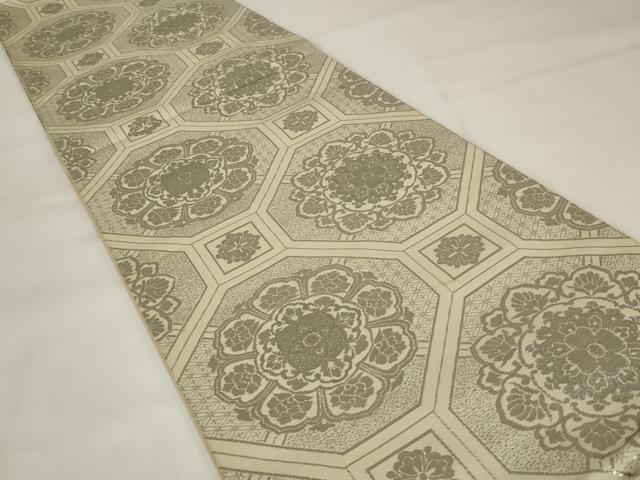 平和屋着物◎六通柄 本袋帯 蜀江花文 プラチナ箔二重箔 正絹 逸品 AABI6824ou