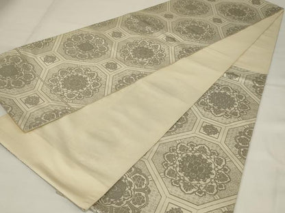 平和屋着物◎六通柄 本袋帯 蜀江花文 プラチナ箔二重箔 正絹 逸品 AABI6824ou