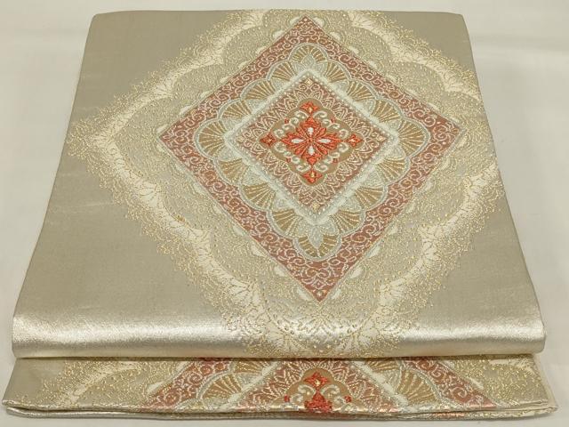 平和屋着物◎六通柄袋帯　花菱文　金銀糸　正絹　逸品　AABI6831ou