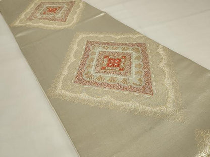 平和屋着物◎六通柄袋帯　花菱文　金銀糸　正絹　逸品　AABI6831ou