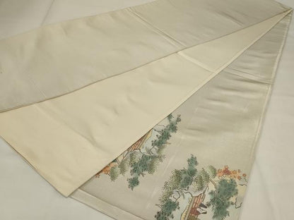 平和屋着物◎太鼓柄袋帯 人物風景文 金糸 正絹 逸品 AABI6836ou