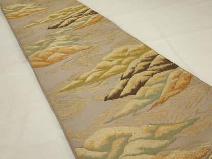 平和屋着物◎六通柄袋帯 流水文 金糸 正絹 逸品 AABI6839ou