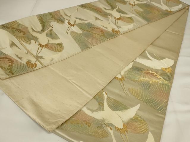 平和屋着物◎六通柄袋帯 立波飛鶴文 金糸 正絹 逸品 AABI6840ou