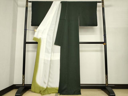 平和屋着物●上質な小紋　水玉文　黒地　正絹　逸品　未使用　AABI6842ck
