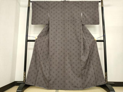 平和屋着物●上質な紬　麻の葉文様　高島屋扱い　正絹　逸品　未使用　AABI6844ck