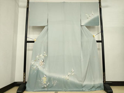 平和屋着物●訪問着　友禅　作家物　童子　暈し染め　ロング丈　正絹　逸品　AABI6848ck