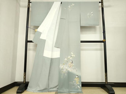 平和屋着物●訪問着　友禅　作家物　童子　暈し染め　ロング丈　正絹　逸品　AABI6848ck