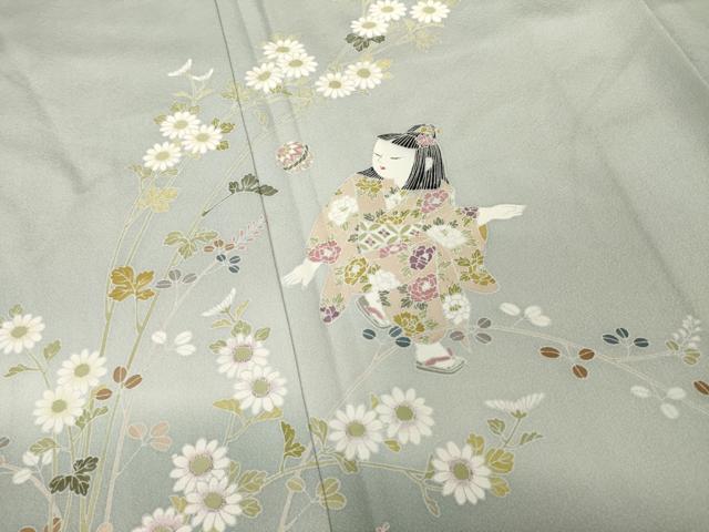 平和屋着物●訪問着　友禅　作家物　童子　暈し染め　ロング丈　正絹　逸品　AABI6848ck