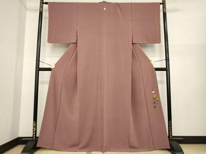 平和屋着物●上質な色無地　作家物　蘇芳香色　正絹　逸品　AABI6849ck