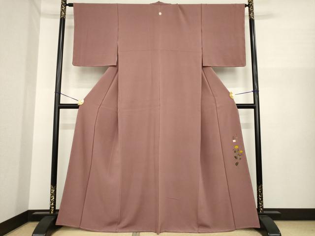 平和屋着物●上質な色無地　作家物　蘇芳香色　正絹　逸品　AABI6849ck