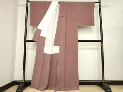平和屋着物●上質な色無地　作家物　蘇芳香色　正絹　逸品　AABI6849ck
