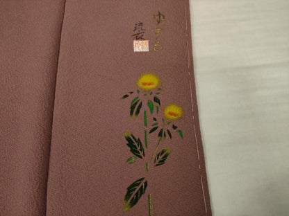 平和屋着物●上質な色無地　作家物　蘇芳香色　正絹　逸品　AABI6849ck