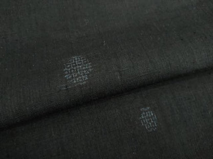 平和屋着物●本場結城紬　重要無形文化財　亀甲絣　黒地　正絹　逸品　AABI6851ck