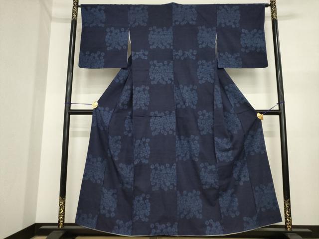 平和屋着物●結城紬　120亀甲　花尽くし　正絹　逸品　AABI6852ck
