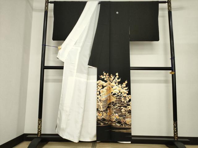 平和屋着物●金彩友禅　卓越技能者・名工・和田光正　黒留袖　風景文　金銀彩　正絹　逸品　AABI6853ck