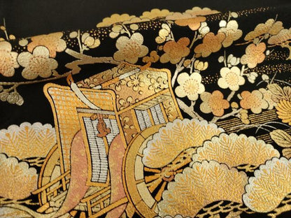 平和屋着物●金彩友禅　卓越技能者・名工・和田光正　黒留袖　風景文　金銀彩　正絹　逸品　AABI6853ck
