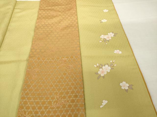 平和屋着物●訪問着　駒刺繍　地紙花文　暈し染め　金彩　正絹　逸品　AABI6854ck