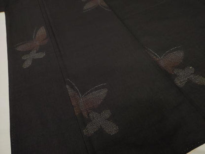 平和屋着物●結城紬　80亀甲　舞蝶文　正絹　逸品　AABI6857ck