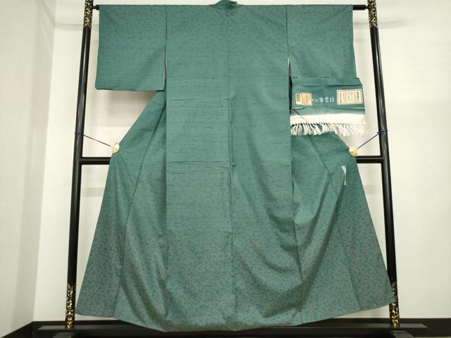 平和屋着物●石川県指定無形文化財　牛首紬　白山工房　手織り　二代目 川村久太郎　樹林文　証紙付き　正絹　逸品　AABI6858ck