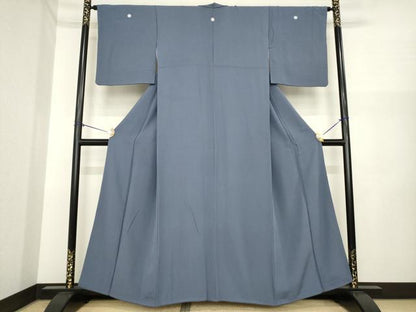 平和屋着物●上質な色無地　藍鉄色　正絹　逸品　AABI6860ck