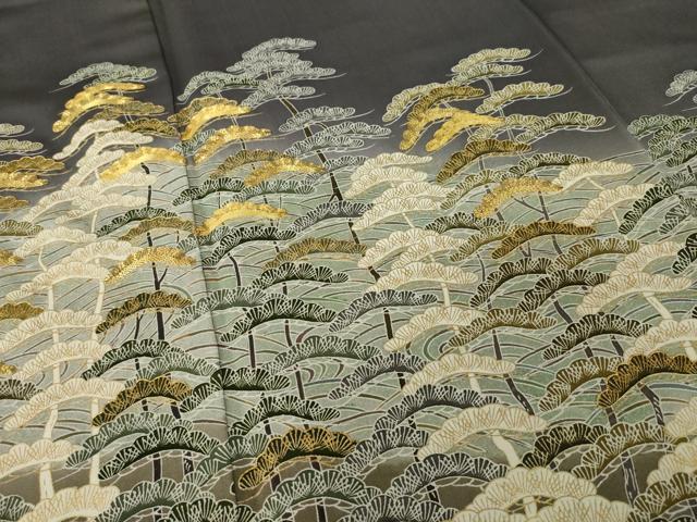 平和屋着物●豪華色留袖　駒刺繍　立波松文　暈し染め　金彩　正絹　逸品　AABI6861ck