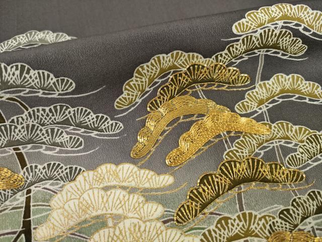 平和屋着物●豪華色留袖　駒刺繍　立波松文　暈し染め　金彩　正絹　逸品　AABI6861ck