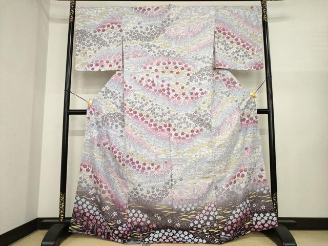 平和屋着物●訪問着　舞花文　洗える着物　未使用　AABI6865ck