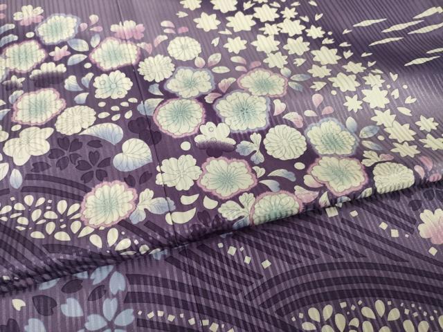 平和屋着物●訪問着　辻が花　立波花文　洗える着物　AABI6866ck