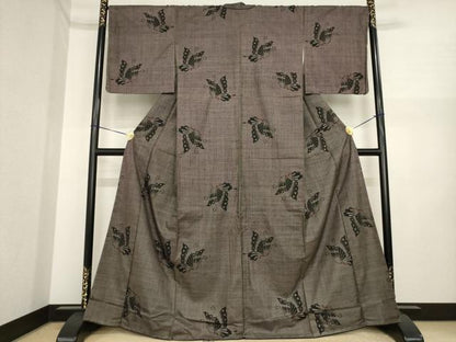 平和屋着物●本場大島紬　一元7マルキ　舞蝶文　正絹　逸品　AABI6867ck