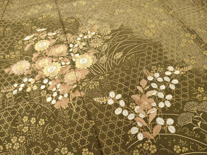 平和屋着物●訪問着　駒刺繍　花籬文　金彩　正絹　逸品　AABI6870ck
