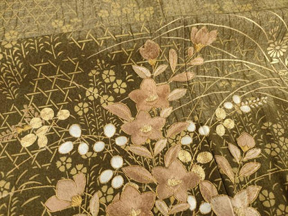 平和屋着物●訪問着　駒刺繍　花籬文　金彩　正絹　逸品　AABI6870ck