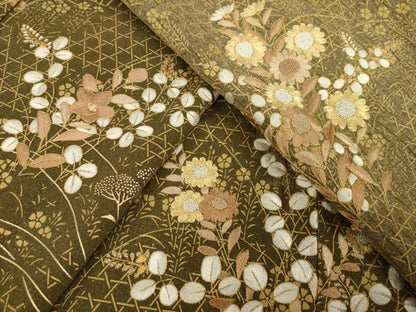 平和屋着物●訪問着　駒刺繍　花籬文　金彩　正絹　逸品　AABI6870ck