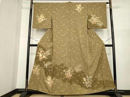 平和屋着物●訪問着　駒刺繍　花籬文　金彩　正絹　逸品　AABI6870ck