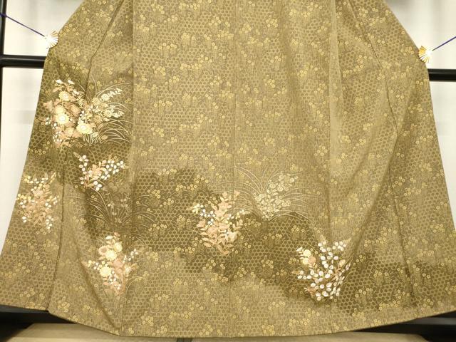 平和屋着物●訪問着　駒刺繍　花籬文　金彩　正絹　逸品　AABI6870ck